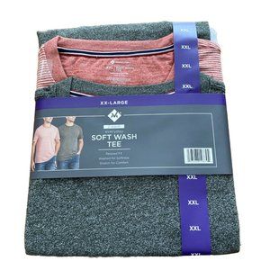 Member's Mark 2-Pack Soft Wash T-Shirt Relaxed Crewneck T Red/Gray Men Size XXL